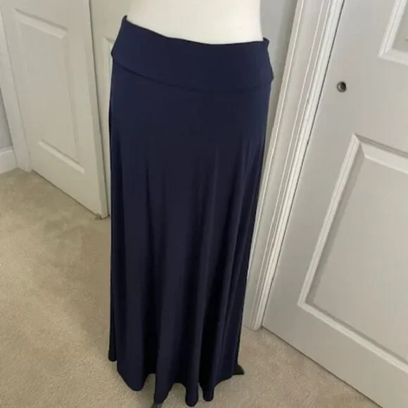 Veronicam Long Blue Maxi Stretchy Flowy Skirt Size Large - Picture 4 of 6